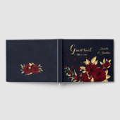 Chic burgundy and gold Marine Hochzeitsgast-Buch Gästebuch (Voll)