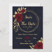 Chic burgundy and gold Marine Save The Date (Vorderseite)