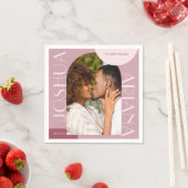 Chic Burgundy Arch Foto Wedding Serviette (Beispiel)