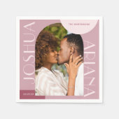 Chic Burgundy Arch Foto Wedding Serviette (Vorderseite)