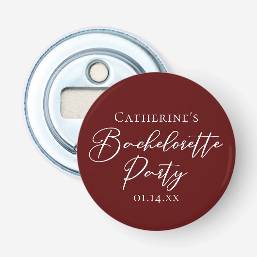 Chic Burgundy Bachelorette Party Personalized Flaschenöffner (Vorderseite)
