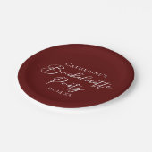 Chic Burgundy Bachelorette Party Personalized Pappteller (Schrägansicht)