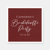 Chic Burgundy Bachelorette Party Personalized Serviette (Vorderseite)