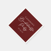 Chic Burgundy Bachelorette Party Personalized Serviette (Ecke)
