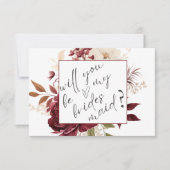 Chic Burgundy Blume Bridesmaid Card Einladung (Vorderseite)