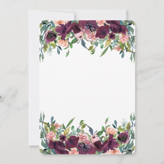 Chic Burgundy Blume Brunch Brautparty Einladung (Rückseite)