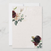 Chic Burgundy Blume Gold Frame Quinceañera Einladung (Rückseite)