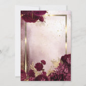 Chic Burgundy Blume Gold-Frame-Rückgabe Einladung (Rückseite)