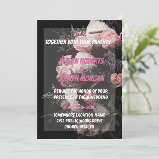 Chic burgundy Blumenwettbewerb Einladung (Stehend Vorderseite)