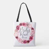 Chic Burgundy & Blush Blumenwerfer Bridesmaid Tasche (Rückseite)