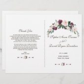 Chic Burgundy Blush Elfenbeinblume Hochzeitsprogra (Vorne/Hinten)