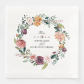 Chic Burgundy Blush Elfenbeinblumenzeremonie Serviette (Vorderseite)