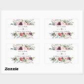 Chic Burgundy Blush Elfenbeinflorrahmen Hochzeit Rechteckiger Aufkleber (Blatt)