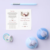 Chic Burgundy Blush Floral Antlers Wedding Program Flyer (Einzeln)