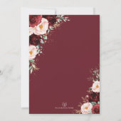 Chic Burgundy Blush Floral Butterfly Wedding Party Einladung (Rückseite)