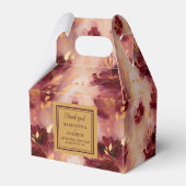 Chic Burgundy Blush Gold Boho Gastgeschenk Hochzei Geschenkschachtel (Rückseite)