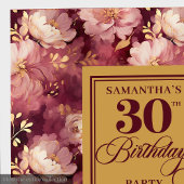 Chic Burgundy Blush Gold Wasserfarbe 30. Geburtsta Serviette