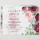 Chic Burgundy Blush Pink Blumengrün Hochzeit (Vorne/Hinten)