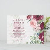 Chic Burgundy Blush Pink Blumengrün Hochzeit (Stehend Vorderseite)