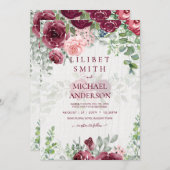 Chic Burgundy Blush Pink Blumengrün Hochzeit (Vorne/Hinten)