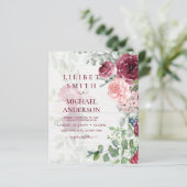 Chic Burgundy Blush Pink Blumengrün Hochzeit (Stehend Vorderseite)