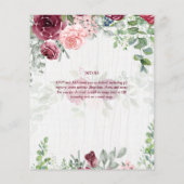 Chic Burgundy Blush Pink Blumengrün Hochzeit (Rückseite)