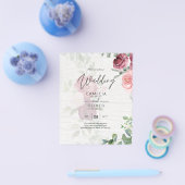 Chic Burgundy Blush Pink Blumengrün Hochzeit Flyer (Einzeln)