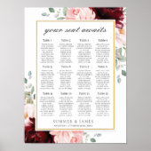 Chic Burgundy Blush Pink Blumensitze Poster (Vorne)