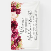 Chic Burgundy & Blush Pink Blumenzwiebeln Willkomm Banner (Vertikal)