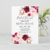 Chic Burgundy Blush Pink Bridal Brunch Einladung (Stehend Vorderseite)