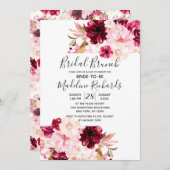 Chic Burgundy Blush Pink Bridal Brunch Einladung (Vorne/Hinten)