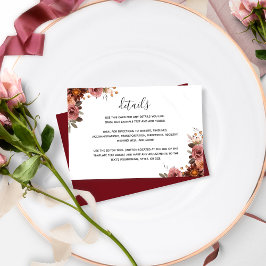 Chic Burgundy, Blush, Rosa Blumenzwiebeln Details Begleitkarte