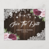 Chic Burgundy Blush Save the Date Postkarten (Vorderseite)
