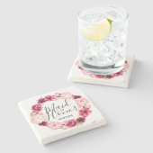 Chic Burgundy & Blush Trauzeugin Steinuntersetzer (Seitenansicht)