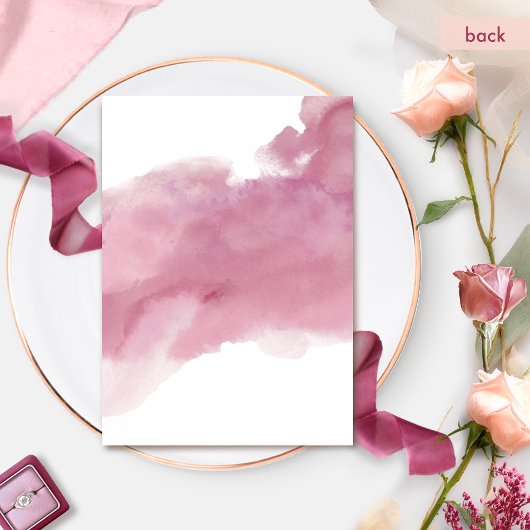 Chic Burgundy Blush Wasserfarbe und Blumenhochzeit Einladung