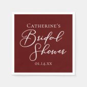 Chic Burgundy Brautparty Personalisiert White Serviette (Vorderseite)