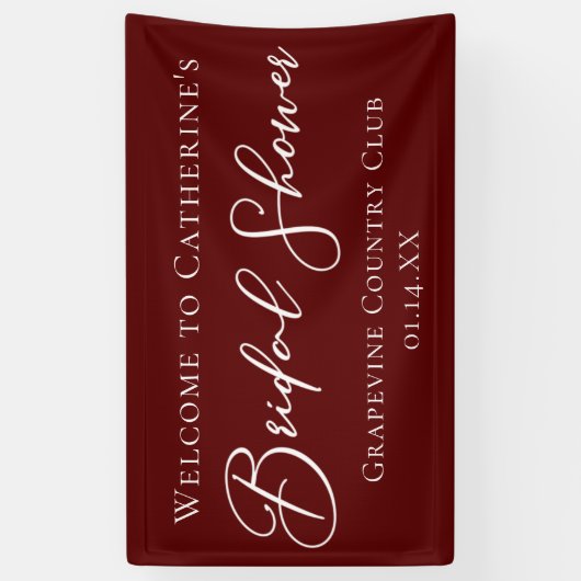 Chic Burgundy Brautparty Personalisiert Willkommen Banner (Vertikal)