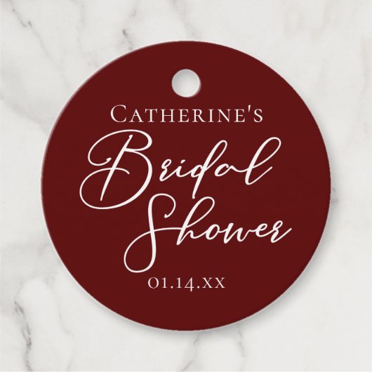 Chic Burgundy Brautparty Personalisiertes Party Geschenkanhänger (Vorderseite)