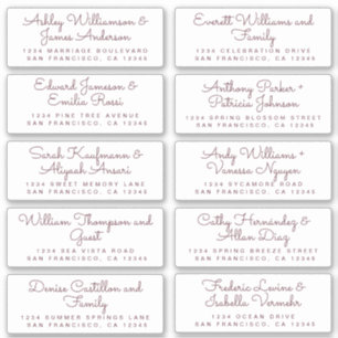 Chic Burgundy Calligraphy Guest Address Labels