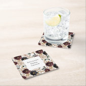 Chic Burgundy Cream Floral Brautparty Rechteckiger Pappuntersetzer (Vor Ort)