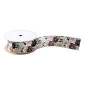 Chic Burgundy Cream Floral Brautparty Satinband (Spule)