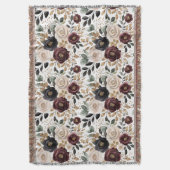 Chic Burgundy Cream Floral Decke (Vorderseite Vertikal)