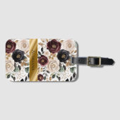 Chic Burgundy Cream Floral Gepäckanhänger (Vorderseite (Horizontal))