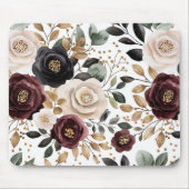 Chic Burgundy Cream Floral Mousepad (Vorne)