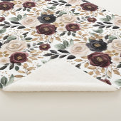 Chic Burgundy Cream Floral Sherpadecke (3/4)