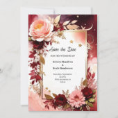 Chic Burgundy Digital Save The Date (Vorderseite)