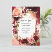 Chic Burgundy Digital Save The Date (Stehend Vorderseite)