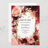 Chic Burgundy Digital Save The Date (Vorne/Hinten)