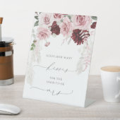 Chic Burgundy Dusty Rose Floral Wie viele Küsse Sockelschild (In SItu)