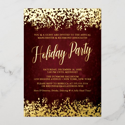Chic Burgundy Feiertag Einladung (Vorderseite)